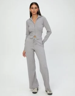 Long Sleeve Zip Through Knit Top -GLASSONS CLOTHING co harriet wide leg knit pants pale grey marle front pw53795knt