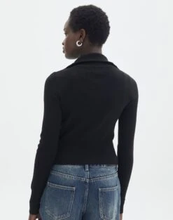 Long Sleeve Zip Through Knit Top -GLASSONS CLOTHING co harriet zip thru cardi black back kc90296knt