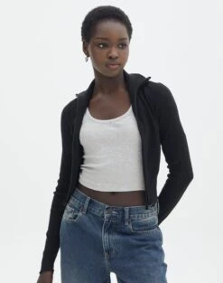 Long Sleeve Zip Through Knit Top