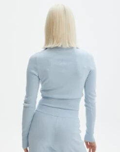 Long Sleeve Zip Through Knit Top -GLASSONS CLOTHING co harriet zip thru cardi blue bubble back kc90296knt