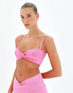 Twist Front Rib Knit Crop Top -GLASSONS CLOTHING co kina knit pink carnations detail kv55503rib