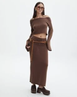 Oversized Knit Jumper 39 Oversized Knit Jumper -GLASSONS CLOTHING co lardee knit tie waist maxi deep umber front sl47099knt