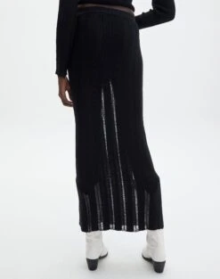 Sheer Ladder Knit Maxi Skirt -GLASSONS CLOTHING co lidia knit maxi skirt black back sl124834knt