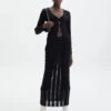 Sheer Ladder Knit Maxi Skirt -GLASSONS CLOTHING co lidia knit maxi skirt black front sl124834knt 1