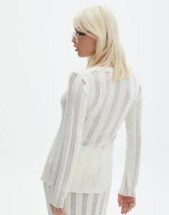 Sheer Ladder Knit Button Up Top -GLASSONS CLOTHING co lidia laddered long line bad to the bone back kc123985knt