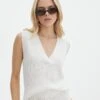 Rib Knit V Neck Vest -GLASSONS CLOTHING co litzy rib vest milk front kv155579knt 1