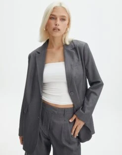 High Rise Wide Leg Cargo Pant -GLASSONS CLOTHING co loretta oversized blazer jacket charcoal marle front jw51337zhe 1