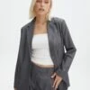 Oversized Blazer 2 Oversized Blazer -GLASSONS CLOTHING co loretta oversized blazer jacket charcoal marle front jw51337zhe