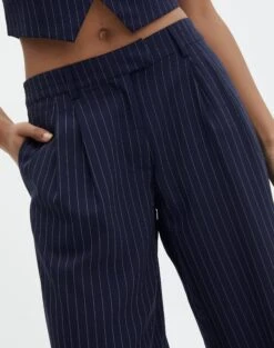 Mid Rise Pinstripe Wide Leg Pant -GLASSONS CLOTHING co loretta pinstripe tailored pant navy pinstripe imageback pw51730pst