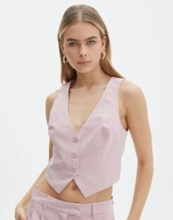 Tailored V Neck Vest -GLASSONS CLOTHING co loretta waistcoat baby suit detail bv65137pln