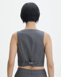 Tailored V Neck Vest -GLASSONS CLOTHING co loretta waistcoat charcoal marle back bv65137pln