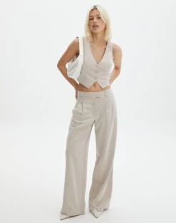 Tailored V Neck Vest -GLASSONS CLOTHING co loretta waistcoat neutral full bv65137pln