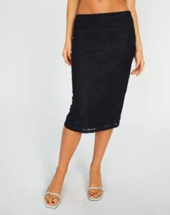 Lace Midi Slip Skirt -GLASSONS CLOTHING co lorna lace midi skirt blackblack full sl108106lac