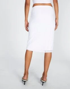 Lace Midi Slip Skirt -GLASSONS CLOTHING co lorna lace midi skirt white back sl108106lac