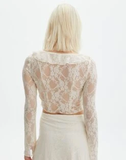 Tie Front Lace Frill Blouse -GLASSONS CLOTHING co lotus lace cardigan bad to the bone back tc120746lac