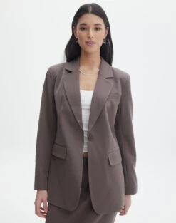 Oversized Vest Dress 28 Oversized Vest Dress -GLASSONS CLOTHING co marly one button blazer irish coffee front jw74948pln