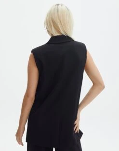 Tailored Oversized Vest -GLASSONS CLOTHING co marly sleeveless blazer black back vs133393pln