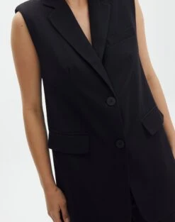 Tailored Oversized Vest -GLASSONS CLOTHING co marly sleeveless blazer black imageback vs133393pln