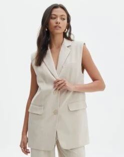 Tailored Oversized Vest -GLASSONS CLOTHING co marly sleeveless blazer oh natural front vs133393pln