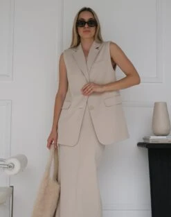 Tailored Oversized Vest -GLASSONS CLOTHING co marly sleeveless blazer oh natural full vs133393pln