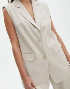 Tailored Oversized Vest -GLASSONS CLOTHING co marly sleeveless blazer oh natural imageback vs133393pln