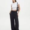 High Waist Relaxed Tailored Pant -GLASSONS CLOTHING co marly wide leg pant black front pw71767pln 5