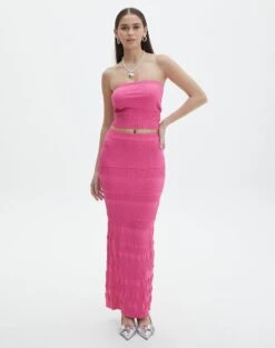 Contrast Rib Knit Bandeau -GLASSONS CLOTHING co michaela mixed stitch maxi skirt lets go party front sl96533knt