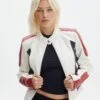 Faux Leather Long Sleeve Jacket 1 Faux Leather Long Sleeve Jacket -GLASSONS CLOTHING co mila moto jacket colour block front jw90928pu 3