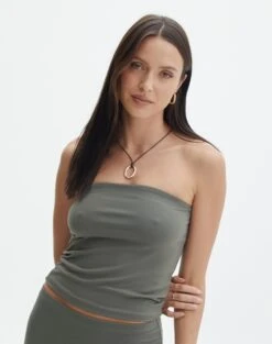 Linen Blend Tie Waist Pants -GLASSONS CLOTHING co minka boob tube cypress front tv121046pch 1