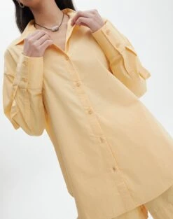 Cotton Oversized Button Up Shirt -GLASSONS CLOTHING co pascal poplin shirt mango lassi imageback bl118811pop
