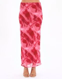 Print Mesh Maxi Skirt -GLASSONS CLOTHING co riley low rise maxi skirt carnation skies front sl102757prt 4