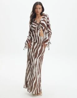 Print Maxi Slip Skirt 29 Print Maxi Slip Skirt -GLASSONS CLOTHING co riley mr maxi skirt umber zebra detail sl102757prt