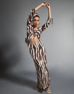 Print Mesh Mini Skirt -GLASSONS CLOTHING co riley mr maxi skirt umber zebra front sl102757prt 1