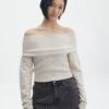 Off The Shoulder Bardot Knit Top -GLASSONS CLOTHING co skylar off shoulder relaxed knit take a shelfie front kl110792knt