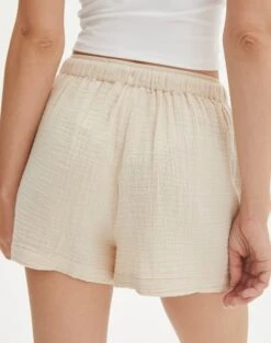 Muslin Cotton Shorts -GLASSONS CLOTHING co snoop tie waist muslin short rice cake back sw125080mus