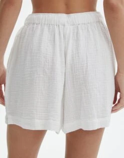 Muslin Cotton Shorts -GLASSONS CLOTHING co snoop tie waist muslin short white back sw125080mus