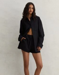 Printed Thong Bikini Bottom -GLASSONS CLOTHING co t dallas linen shirt black front bl118882tlv 8