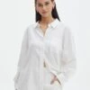Long Sleeve Linen Blend Shirt -GLASSONS CLOTHING co t dallas linen shirt white front bl118882tlv