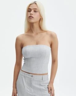 Tailored Strapless Corset Top -GLASSONS CLOTHING co waverly boob tube top grey marle front bv78094gry 1