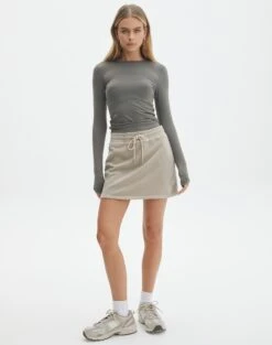 Zip Through Sweat Jumper -GLASSONS CLOTHING co zephy cotton mini skirt washed dust off front ss123055cot