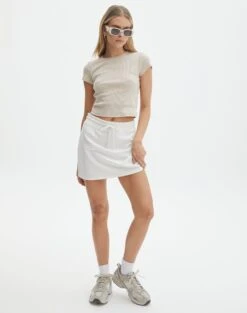 Zip Through Sweat Jumper -GLASSONS CLOTHING co zephy cotton mini skirt washed milk front ss123055cot