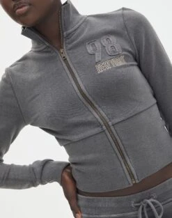 Zip Through Sweat Jumper -GLASSONS CLOTHING co zephy zip through sweat 98 new york washed black imageback tc122627cot