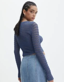 Crochet Knit Long Sleeve Top -GLASSONS CLOTHING cody crochet knit moby dick back kl110747vp