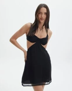 Cupped Cut Out Mini Dress -GLASSONS CLOTHING collie cupped mini dress black detail ds107273chi