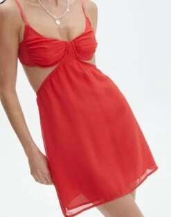 Cupped Cut Out Mini Dress -GLASSONS CLOTHING collie cupped mini dress mulan red imageback ds107273chi