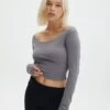 Off The Shoulder Crop Top -GLASSONS CLOTHING cynthie off shoulder top keep your coal front tl119533cot