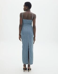 Denim Panelled Maxi Dress -GLASSONS CLOTHING darcy denim dress athens wash back dl104766dnm
