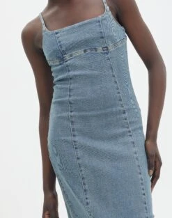 Denim Panelled Maxi Dress -GLASSONS CLOTHING darcy denim dress athens wash imageback dl104766dnm