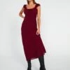 Tie Front Puff Sleeve Maxi Dress -GLASSONS CLOTHING denver drapey sleeved maxi red chocolate front dl96450peb