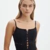 Lace Up Detailed Corset Top 1 Lace Up Detailed Corset Top -GLASSONS CLOTHING denver lace up corset black front bv109857pln